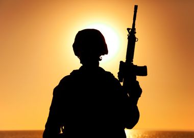 Silhouette of army soldier