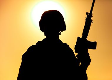 Silhouette of army soldier