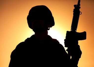 Silhouette of army soldier