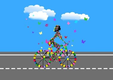 Woman drive a Bicycle