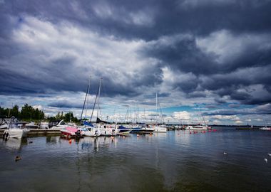 Marina,sky, lake, Poland,