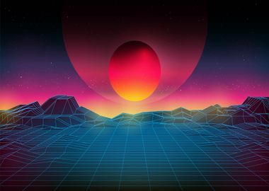 Neon sunset synthwave