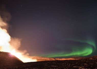 Magic lights over volcano