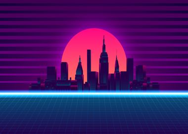 City in the horizon neon