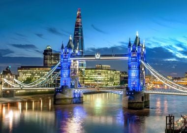 London UK Night Bridge