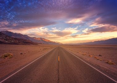 sunset night road cloud