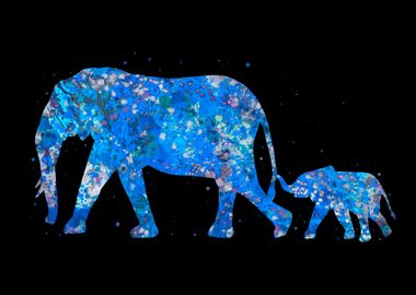 Baby elephant blue art