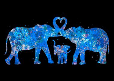 Elephant love blue art