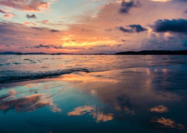 water beach orange cloud