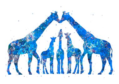 Giraffe family blue