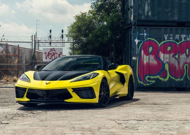 Black yellow Corvette c8