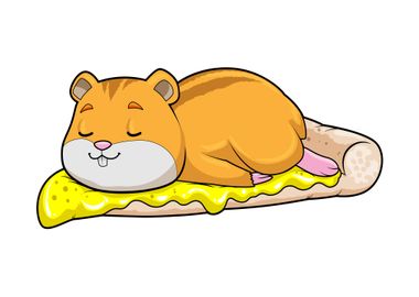 Hamster Sleeping Pizza