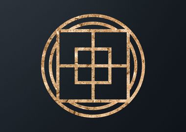 Gold Geometric Glyph Sign