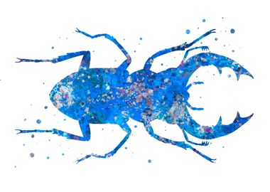 Stag beetle blue abstract