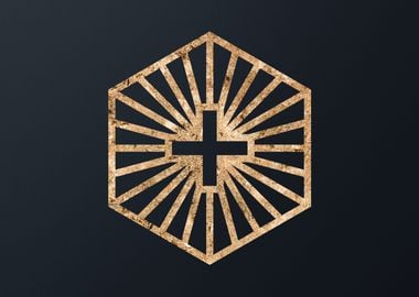 Gold Geometric Glyph Sign