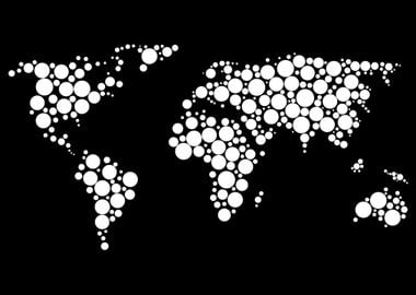 World Map white dotted