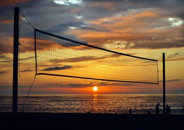 Beach Volleyball by Sunset