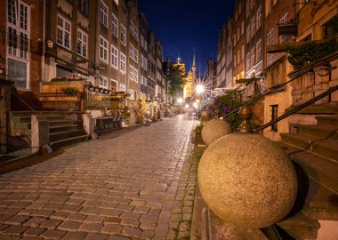 Night city, street, Poland