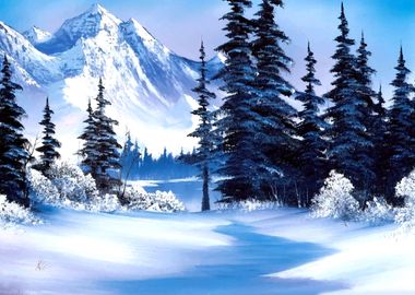 Bob Ross Winter Mountain