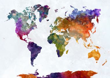 World map in watercolor