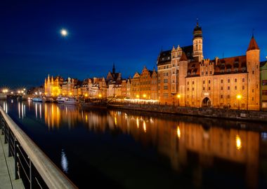 Night city, river, Poland