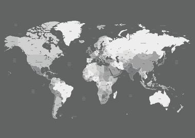 Gray World Map