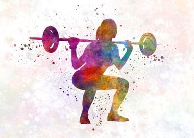 Weightlifter in watercolor