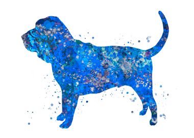 Bloodhound dog blue art