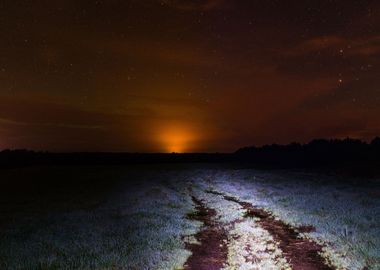 Country road at night