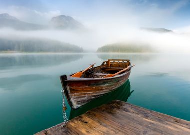 Foggy Mountains at Lake 