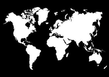 The World Map in white