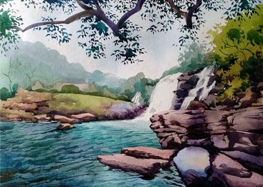 Waterfall Nature painted