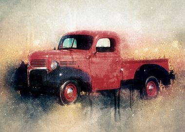 Retro red Car abstract