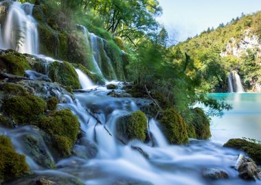 Waterfall in Forest Nature