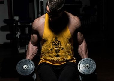 Muscle man yellow tank top