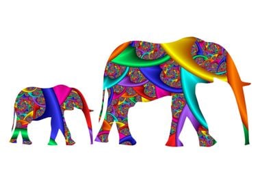 Colorful Elephants Animals