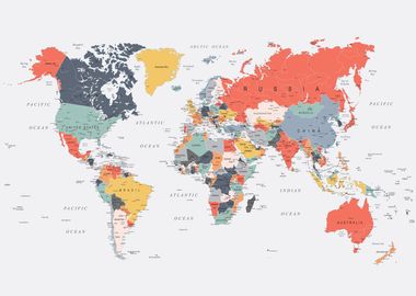 World Map in Happy Colors