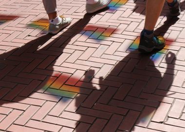 Rainbow flag on street