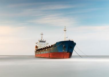 Cargo ship at anchor