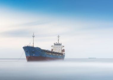 Cargo ship at anchor