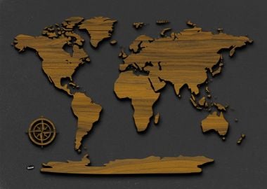 Wood World Map 