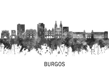 Burgos Spain Skyline BW