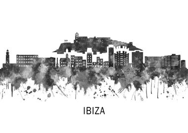 Ibiza Spain Skyline BW