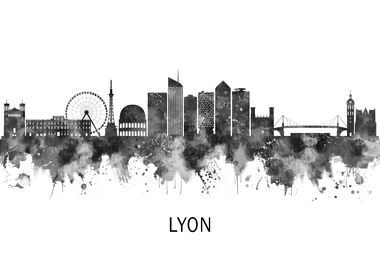 Lyon France Skyline BW