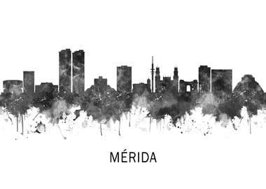 Merida Mexico Skyline BW