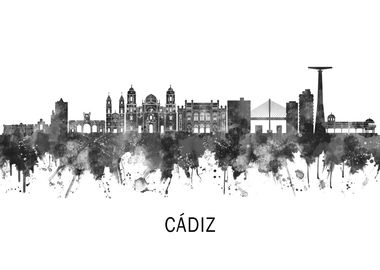 Cdiz Spain Skyline BW