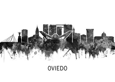 Oviedo Spain Skyline BW