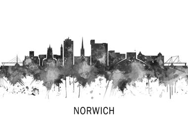 Norwich England Skyline BW