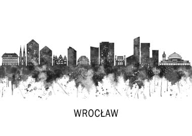 Wrolcaw Poland Skyline BW