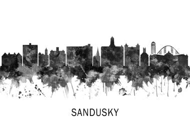 Sandusky Ohio Skyline BW